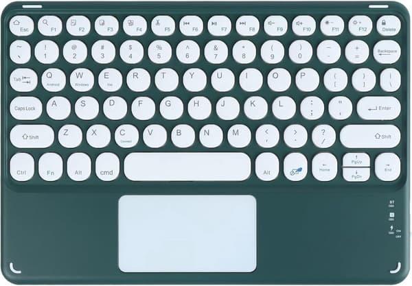 Bærbart Bluetooth-tastatur med pegefelt, genopladelige 78-tasters runde støjsvage taster til iPad Pro, iPad, iOS og Android, sort