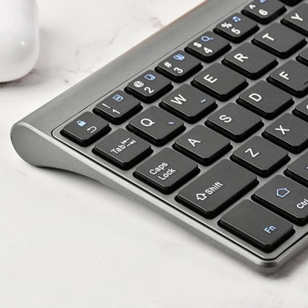 2.4G Trådløst 59-tasters ABS-tastatur med indbygget touchpad til Android, iOS og Windows, grå, 25,8 x 9,8 x 1,5 cm