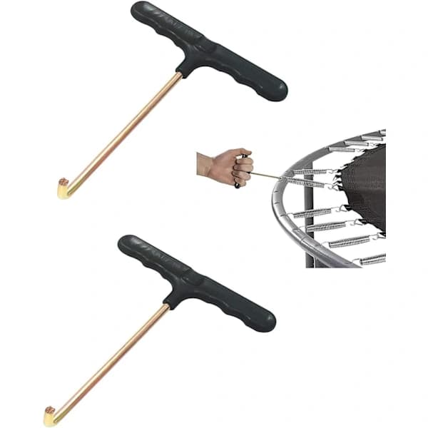 Trampoline Spring Pull Tool, T-Hook with Comfortable Handle for Easy Spring Installation, Durable Steel and Plastic Construction, 2-Pack
