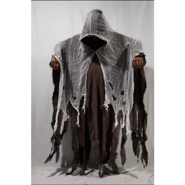 Halloween-viitta aikuisten ja lasten zombipukuun, kalloviitta rekvisiitta kauhuhaamu tie MJ51 One Size grey