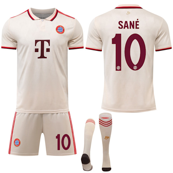 Bayern München Borta Fotbollströja Set för Barn och Vuxna 2024-2025 med Strumpor No.10 Sane No.10 Sane L