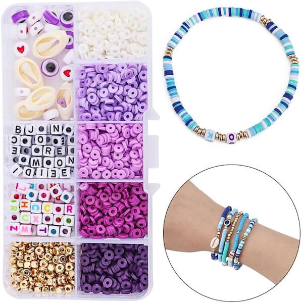 Farverige alfabet bogstavperler - Mini Rocailles armbåndsperle sæt Type 8