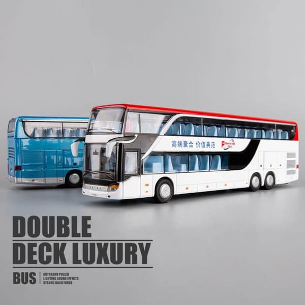 Alloy Bus Model Dobbeltdækker Sightseeing Bus HVID hvid white