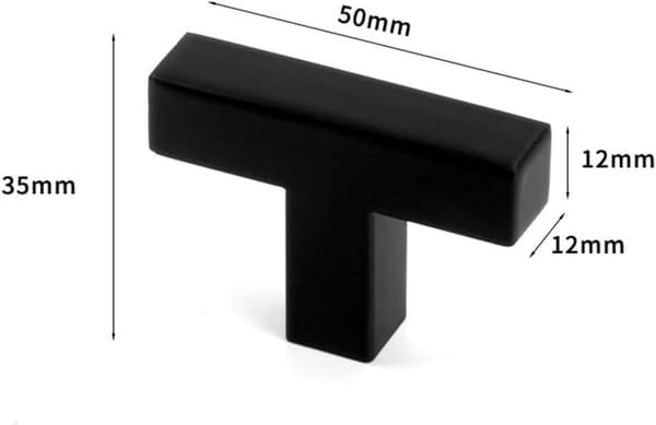 Skabsknopper i rustfrit stål 50*35*12mm, sort - enkelthul, inkl. skruer - til garderobeskabe, skuffer, døre