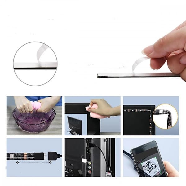 Fleksibel 5m RGB LED-stripe / Lyslenke / LED-stripe Bluetooth APP flerfarget multifärg