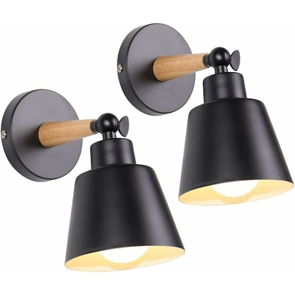 Packs Vintage Industriella Vägglampor Taklampor E27 Justerbar Metall Inomhus Vägglampa Retro för Sovrum Kök Restaurang (Ingen Strömbrytare, Svart)