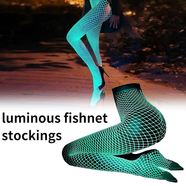 Luminous Fishnet Strumpbyxor för Kvinnor - Glow-in-the-dark Fishnet Strumpor