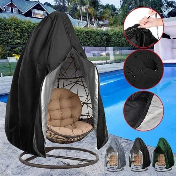 Hængestolsovertræk Vandtæt Polyester UV Støv- Og Vindafvisende Til Udendørs Terrasse Have Sort 190x115 Cm