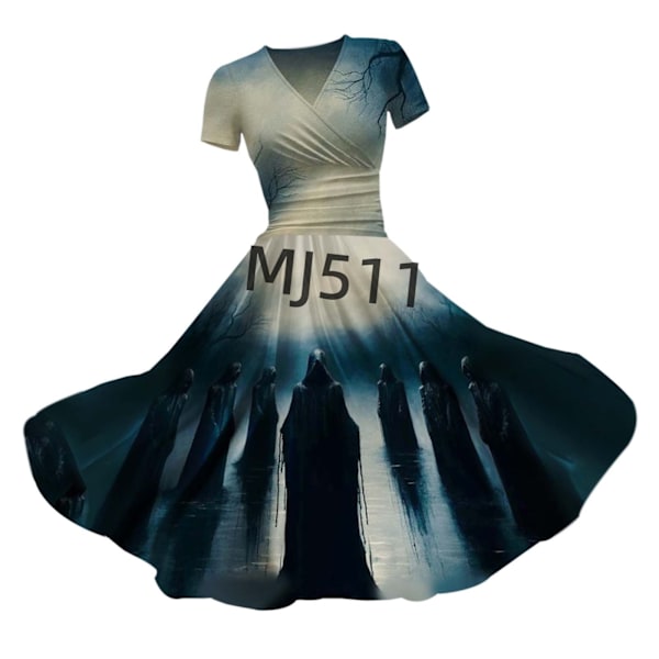 2024 Ny Halloween Blodig Blodig Perifer Klänning 186D Digitaltryck Åtsittande V-ringad Jumpsuit W 5XL