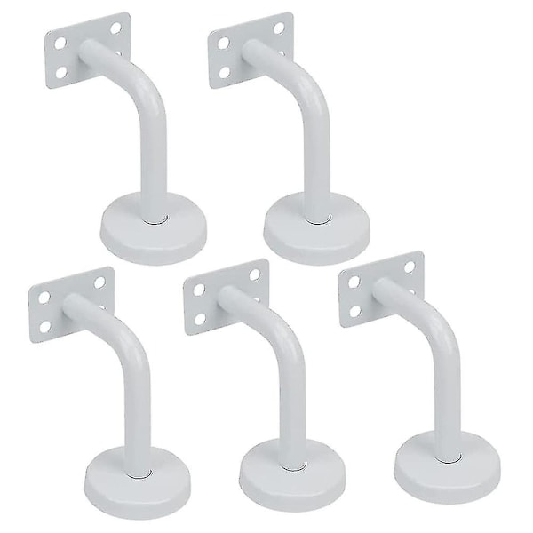 Set Of 5 White Stair Handrail Brackets, Stainless Steel Stair Railing Brackets, 60x80 Mm, For Stair Railings, Sill Or Balustrade Indoor And Outdoor