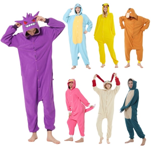 Polar Fleece Serie Halloween Tegneserie Dyr Onesie Pyjamas MJ51 Par Pyjamas Light blue Snorlax 130