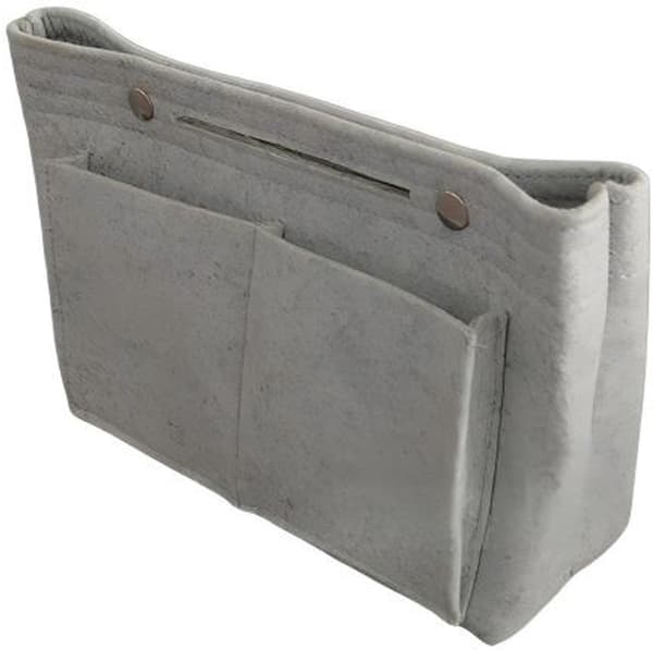 Filtveskeorganisator med flere lommer og trykknapper for vesker, reise og kosmetikk, grå, medium, 24 x 18 x 8,5 cm