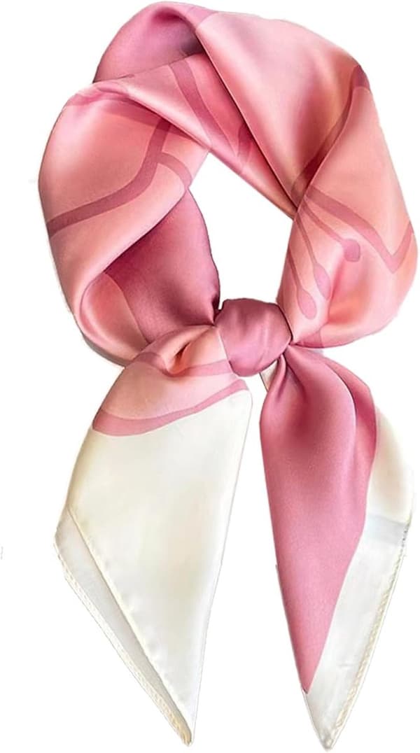 Firkantet skjerf i polyester for kvinner, lett og silkemykt, elegant mønster, for forretninger, fester og bryllup, rosa, 70 x 70 cm