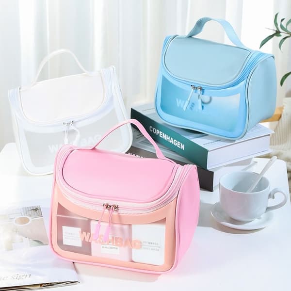 Transparent Makeup Taske Rejse Opbevaring Taske SORT sort black