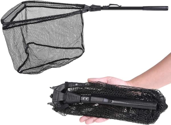Fangstnet, foldbart fiskenet, 40x70cm, sort, 1 stk, til voksne og børn, fiskeri og lystfiskeri