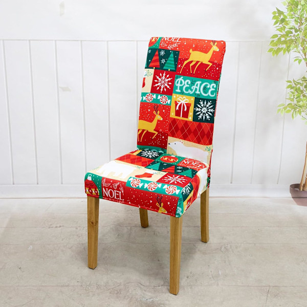 4/6-pakks Jule-Stoltrekk, 17,7 Tommer Stretch Spisebordstoltrekk, Juletrærdekorasjon 4pcs #-1
