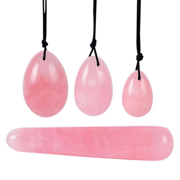 4 stycken naturliga jadeägg av borrad jade