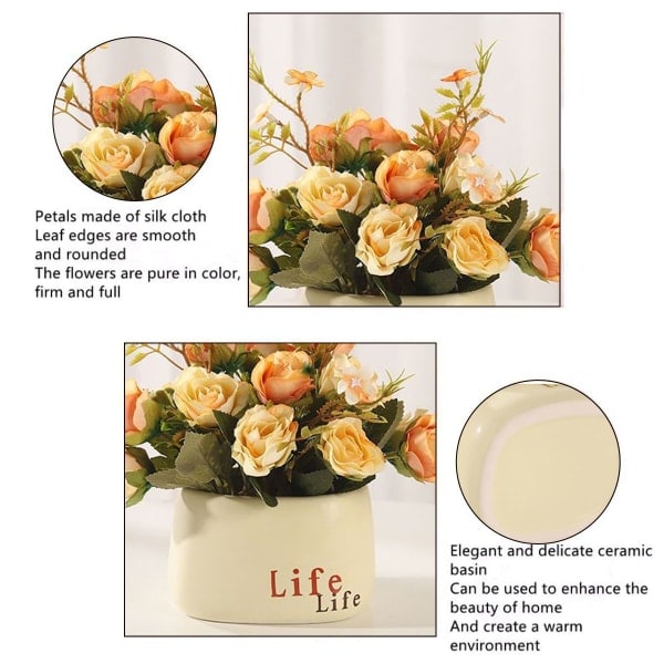 IC Kunstige blomster, falske blomster, grønne planter, potteplanter,