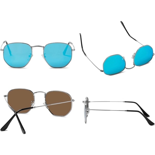 IC Hipster Kuusikulmaiset Polarisoidut Aurinkolasit Miehet Naiset Geometrinen Neliömäinen Pieni Vintage Metallikehys Retro Varjo Lasit