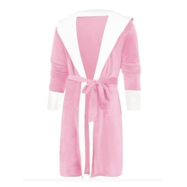 Sherpa-uldressinggown til kvinder blød morgenkåbe hætte fluffy håndklæde morgenkåbe lyserød rosa L størrelse