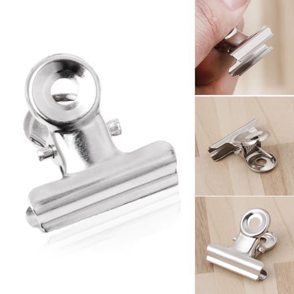 10-pack bulldogklämmor i rostfritt stål, starkt grepp för pappersdokument, matpåsförsegling, hemkontor, silver