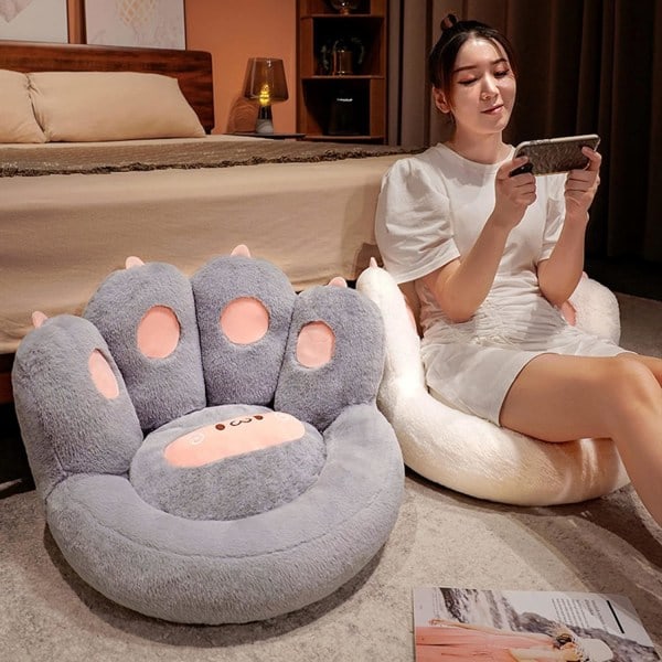 IC Kattepote Pute Lat Sofa Stolpute 18 tommer (ca. 45,7 cm) Koselig Kawaii Plysj Varm Gulvpute Søt Sittepute Soveromsdekorasjon Grå