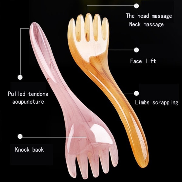 IC Harts Bivax Huvudmassage Kam Massager Gua Sha Stick Fem-klo Ljuslila