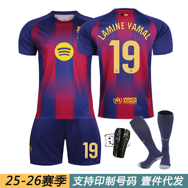 25-26 Barcelonan lasten jalkapallopaita 6 Gavi 9 Lewandowski 19 Yamal 8 Pedri pelipaita Barcelona puku Size 11 socks twenty two#