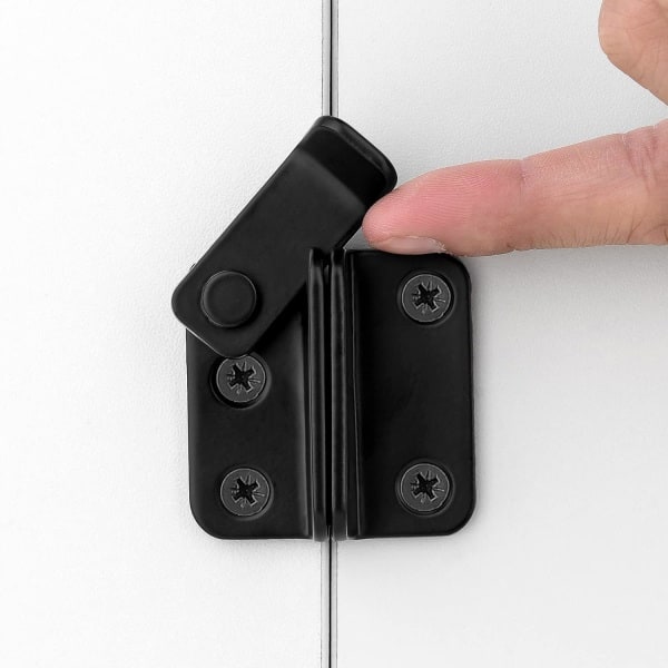 IC 2-paknings flipspärrer, 4,6 cm x 4,5 cm svart rustfritt stål fortykket kraftig haspe låvedørsport med dørlås