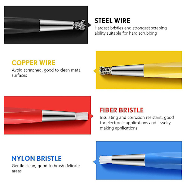 4 stk./sæt rustfjerner pensel pen glasfiber / messing / stål / nylon pensel pen form ur dele polis