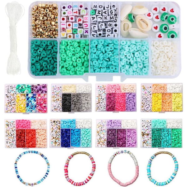 Farverige alfabet bogstavperler - Mini Rocailles armbånds perle sæt Type 2