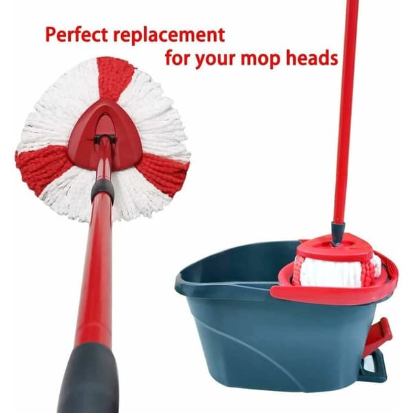 2-pakning moppehoder kompatible med Vileda 2 i 1 Turbo mopp erstatningshode, mikrofiber, rød, hvit.