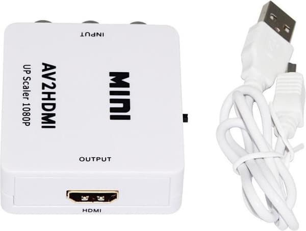 RCA til HDMI-adapter - AV til HDMI-omformer - Hvit