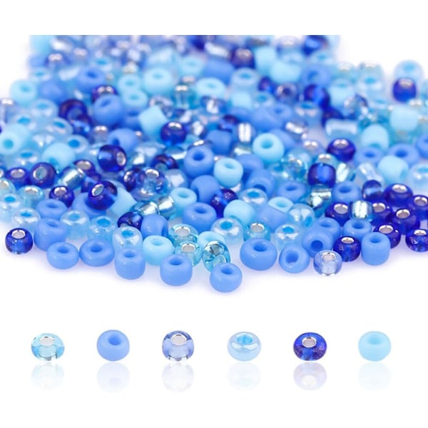 Blandade färgade glaspärlor - Mini Rocailles pärlset för DIY-hantverk blue