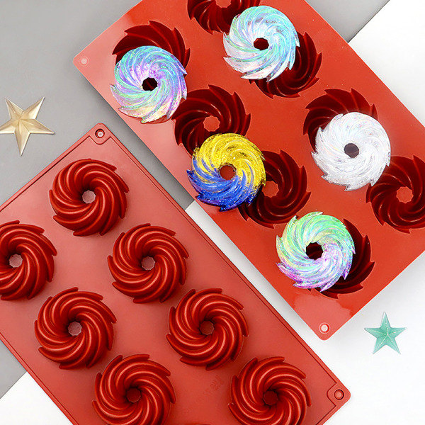 IC 1st 8 Hulrom Silikon Kakeform DIY Mini Spiralformet Kake Cho