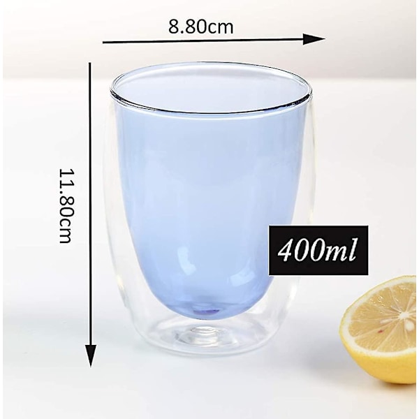 Dubbelväggig glaskaffe. 400 ml Latte-glas. Dubbelskiktat glaskaffe