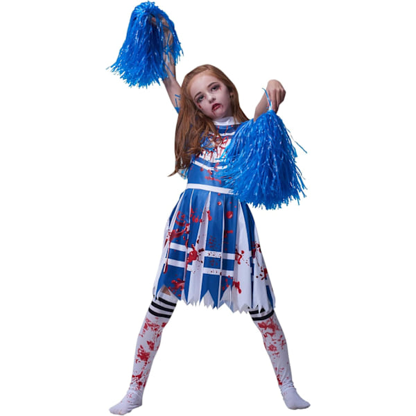 Flickor Zombie Kostym, Cheerleader Zombie Barn Senior Högstadiet Blodig Klä Upp Halloween Kläder För Åldrarna 3-16 4-6 Jahre