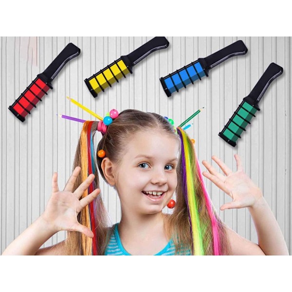 10-pak Kridtkam / Hårkridt - Midlertidig Hårfarve Multicolor multifunction