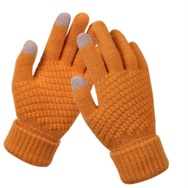 Strikhandsker - touchscreen - one size - varm vinterfavorit - Okker