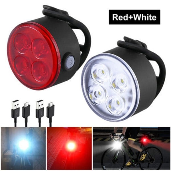 IC LED cykelbaglygte Genopladelig USB hjul cykellygte Vandtæt rød