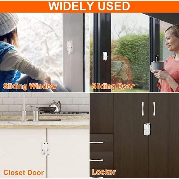 2 kpl PVC-UPVC-ikkunalukko kodin turvallisuuteen, muoviteräksinen kääntöovi, ikkunan nostolukko (valkoinen)