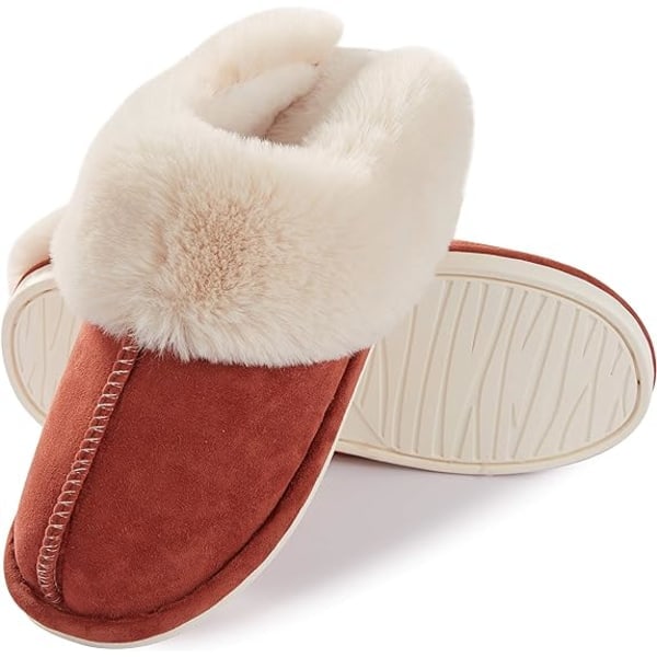 IC Naisten Tossut Memory Foam Pehmeät Lämpimät Slip On Kotitossut, Liukumaton Muhkea Sisä- ja Ulkokäyttöön (Koko: Suuri)