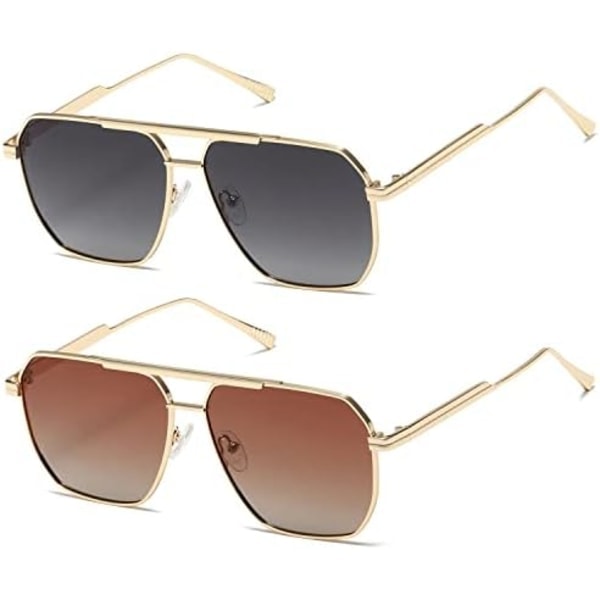 IC Polarisoidut aurinkolasit Naiset Miehet Retro Oversized Square Vintage Muoti Aurinkolasit Klassiset suuret metalliset aurinkolasit
