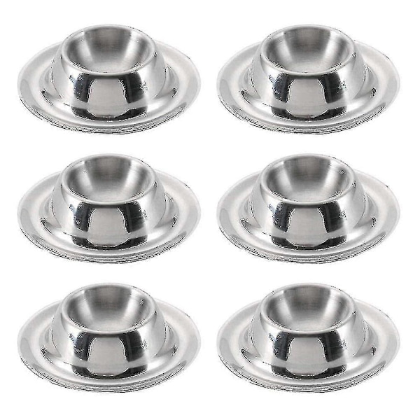Rustfritt stål eggkoppsett med 6 eggkopper Sett med 6 polerte stabelbare eggkopper Eggkopp Eggstativ