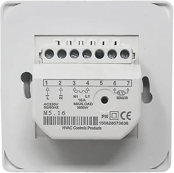 Manuel elektrisk gulvvarmetermostat med 3m NTC-sensor 220V 16A vægmonteret til gulvvarme hvid