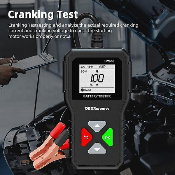 Bm550 Bilbatteritestare 6v 12v 24v 100-2000 2ah-220ah Batterisystem Upptäck Auto Battery Analyzer -HG