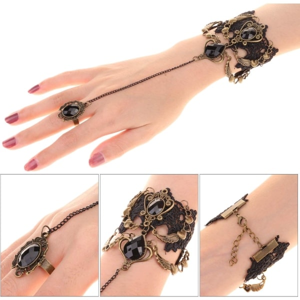 IC Sort blondekrave gotisk tatoveringskrave halskæde armbåndsæt Halloween kostume festtilbehør