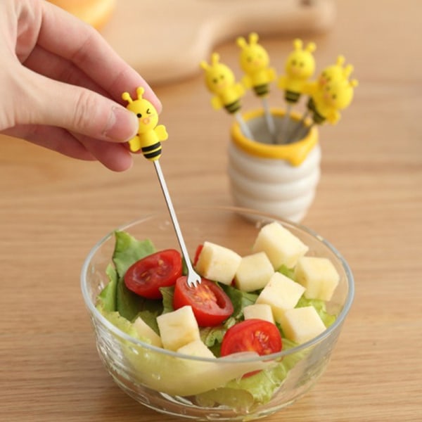 IC 7 st/set Mini Bi Fruktgaffel Rostfritt Stål Tårta Dessert Sallad
