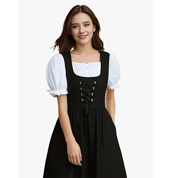 Naisten vetoketjullinen korkeavyötäröinen slim bow MJ51 kontrastivärinen suorituskykyinen puku iso heilurihame skirt L