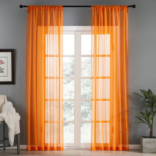 Lett Voile Gardiner Vindus Tyll Drapering ORANGE - spottsalg orange
